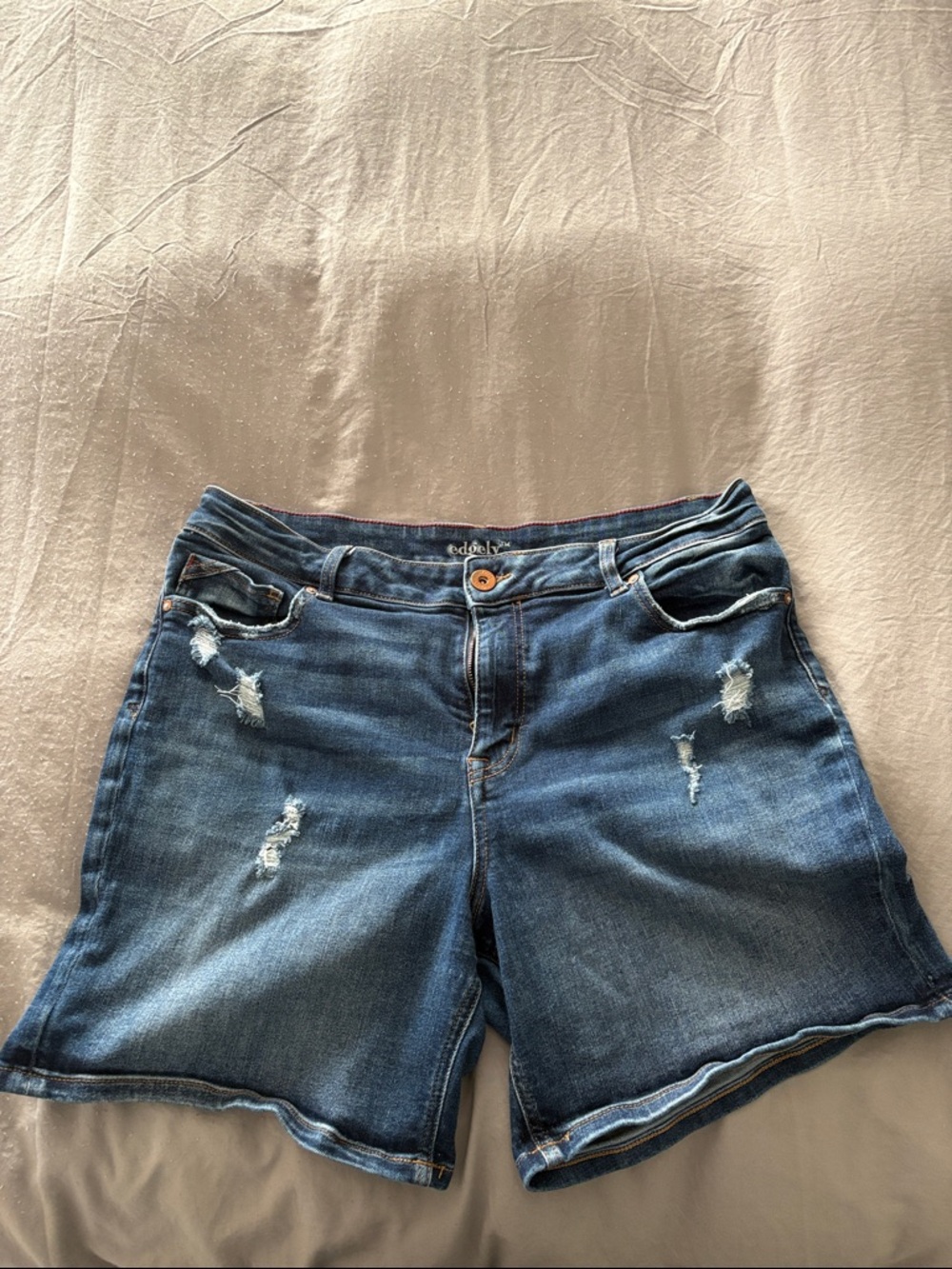 Casual Distressed Denim Shorts - Blue